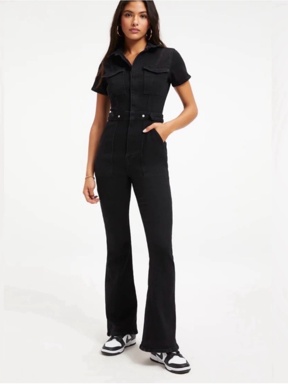 Good American Black Short-Sleeve Utility Jumpsuit - XL - Original Price $199